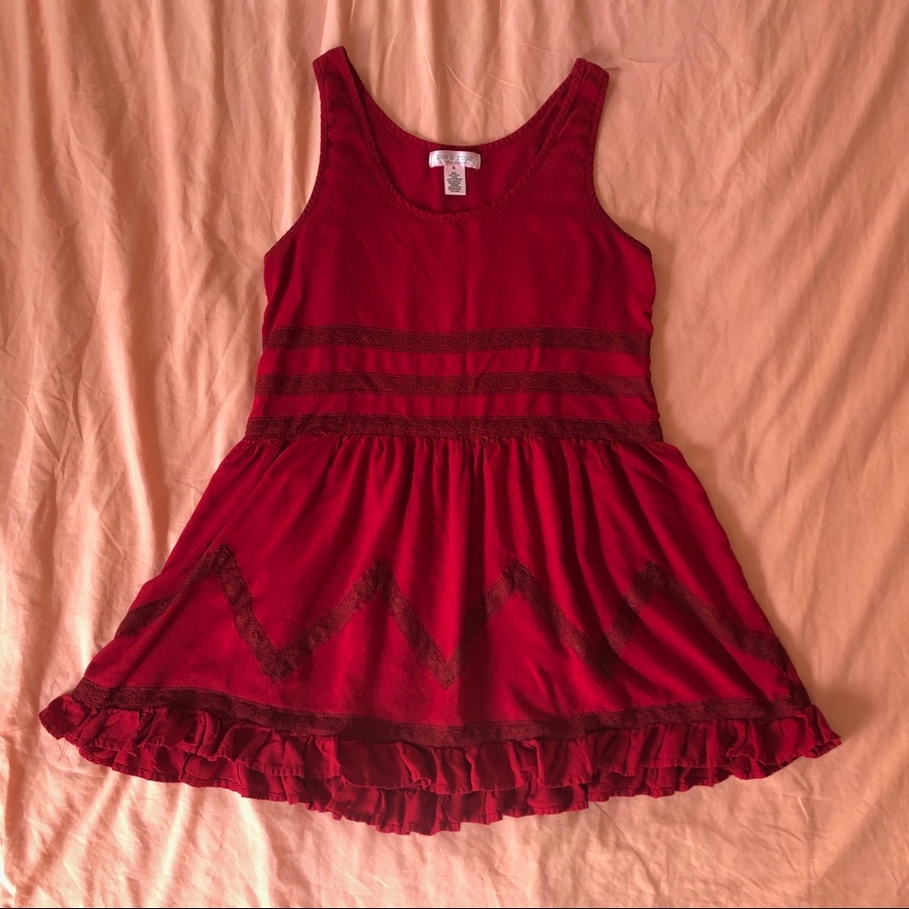 red boho dress
